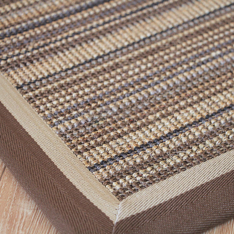 Lisslune | Brown Living Room Rug Rustic Striped Pattern Rug Sisal Washable Non-Slip Backing Pet-Friendly Rug