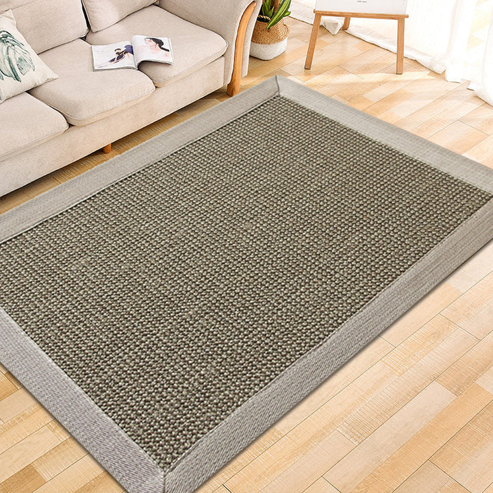 Lisslune | Gray Living Room Rug Rustic Solid Rug Sisal Washable Non-Slip Backing Pet-Friendly Rug