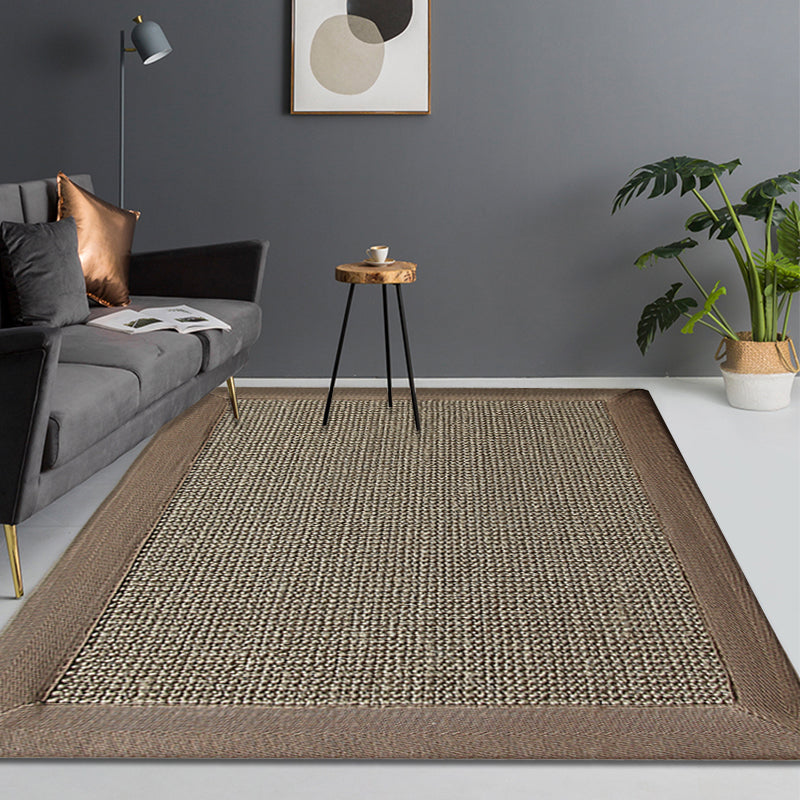 Lisslune | Country Plain Carpet Brown Jute Carpet Non-slip Pet Friendly Washable Carpet for Study