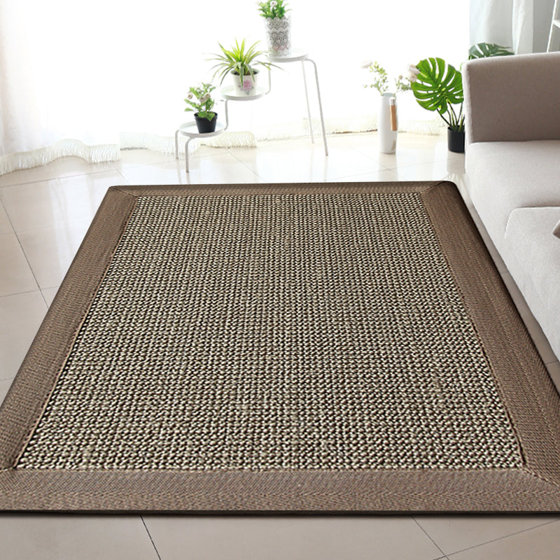 Lisslune | Country Plain Carpet Brown Jute Carpet Non-slip Pet Friendly Washable Carpet for Study