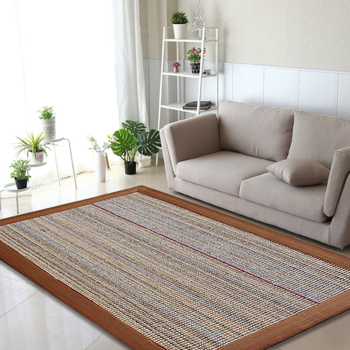 Lisslune | Brown Solid Color Rug Sisal Country Rug Pet Friendly Washable Non-Slip Rug for Bedroom