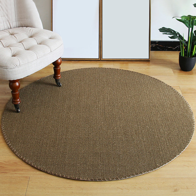Lisslune | Brown Living Room Rug Rustic Solid Color Rug Sisal Washable Non-Slip Back Pet-Friendly Rug