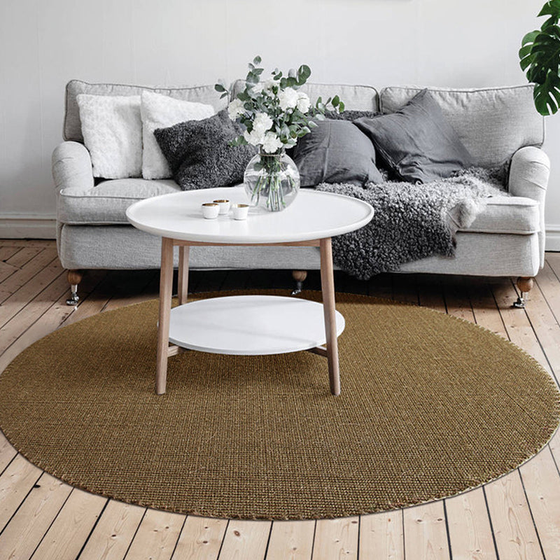 Lisslune | Brown Living Room Rug Rustic Solid Color Rug Sisal Washable Non-Slip Back Pet-Friendly Rug