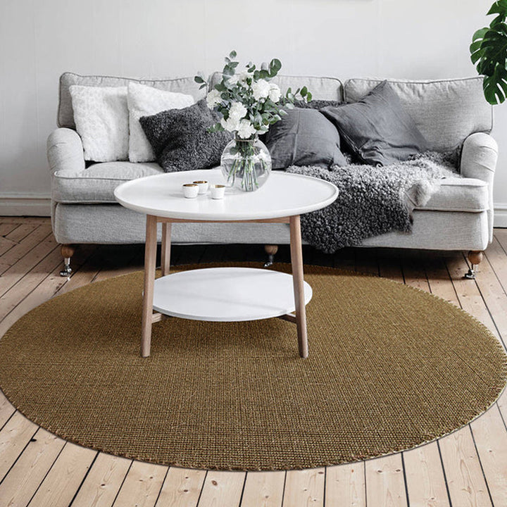 Lisslune | Brown Living Room Rug Rustic Solid Color Rug Sisal Washable Non-Slip Back Pet-Friendly Rug