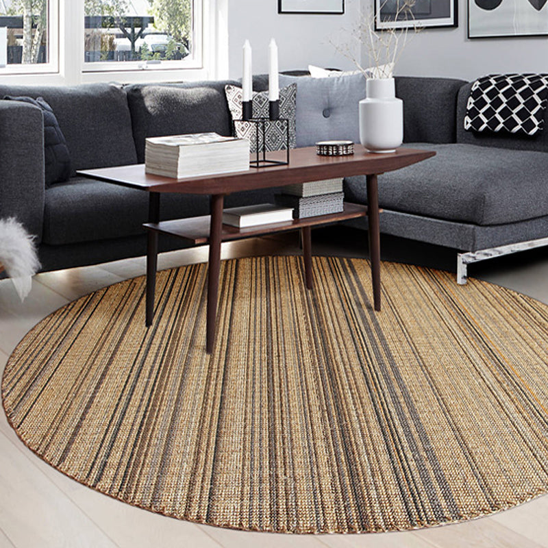 Lisslune | Outskirts Striped Pattern Carpet Brown Jute Carpet Non-Slip Pet Friendly Washable Area Rug for Study