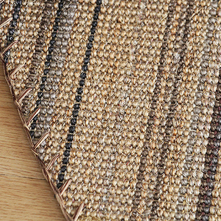 Lisslune | Outskirts Striped Pattern Carpet Brown Jute Carpet Non-Slip Pet Friendly Washable Area Rug for Study
