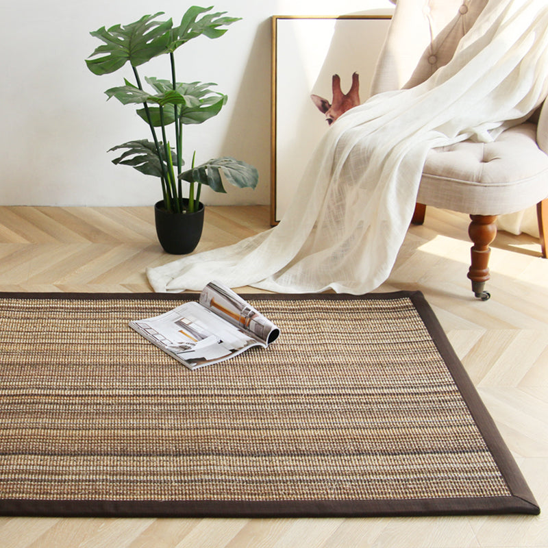 Lisslune | Brown Striped Pattern Rug Sisal Rustic Rug Pet Friendly Washable Non-Slip Rug for the Bedroom