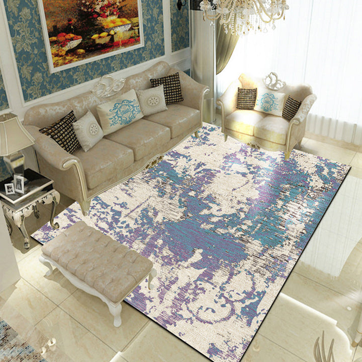 Lisslune | Multicolor Living Room Rug Industrial Abstract Rug Polyester Washable Non-Slip Back Pet-Friendly Rug
