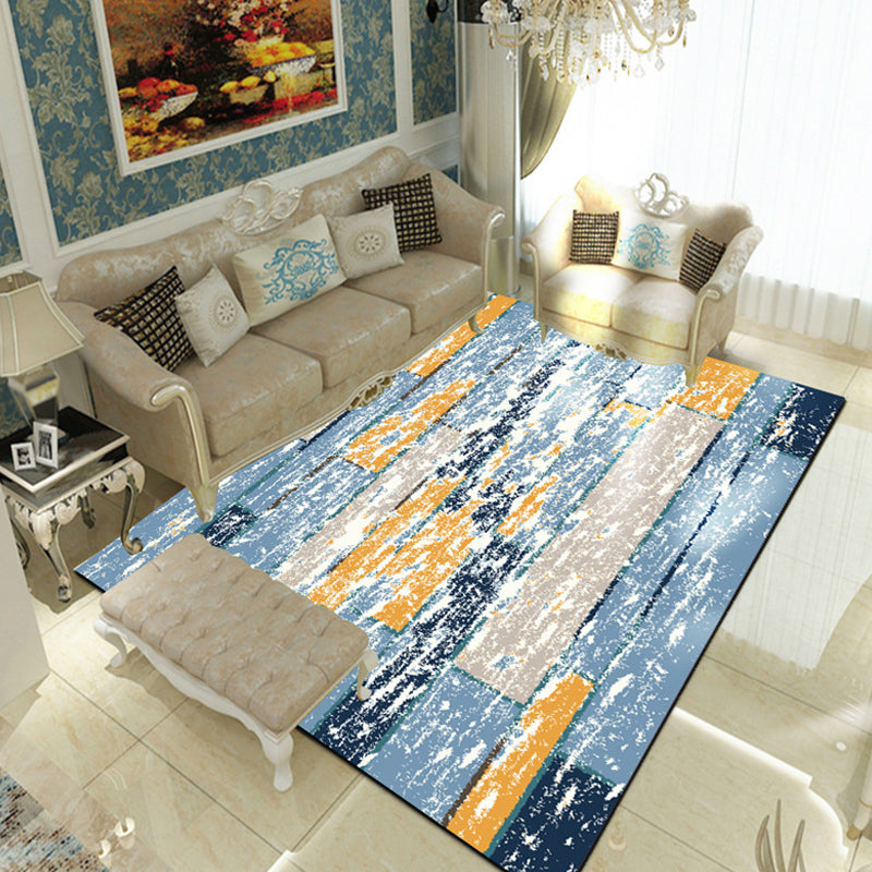Lisslune | Multicolor Living Room Rug Industrial Abstract Rug Polyester Washable Non-Slip Back Pet-Friendly Rug