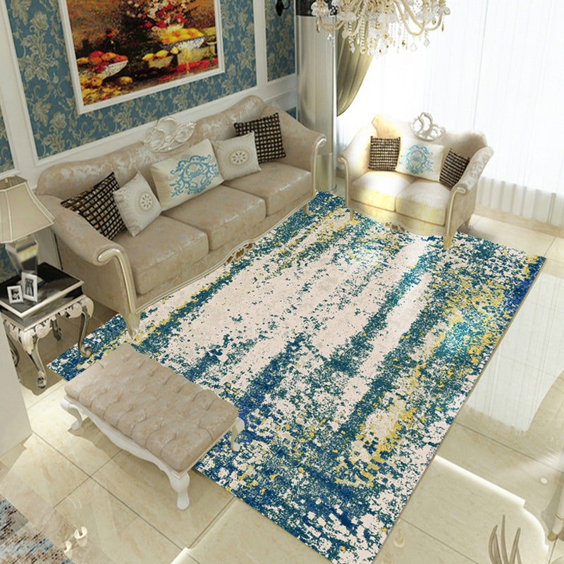 Lisslune | Multicolor Living Room Rug Industrial Abstract Rug Polyester Washable Non-Slip Back Pet-Friendly Rug