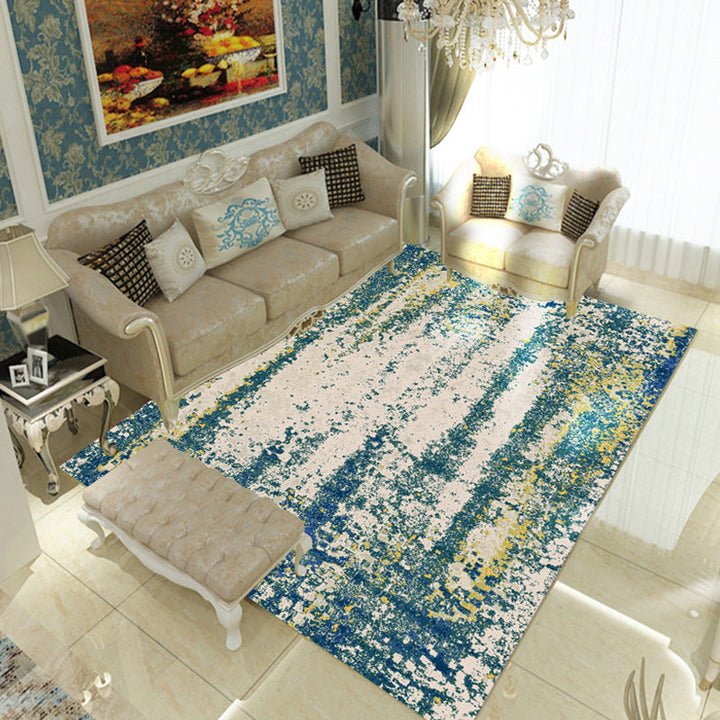 Lisslune | Multicolor Living Room Rug Industrial Abstract Rug Polyester Washable Non-Slip Back Pet-Friendly Rug