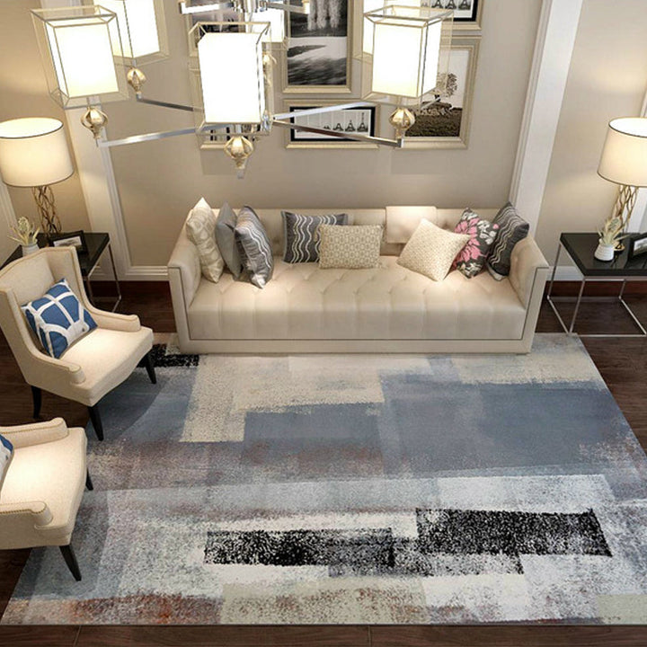 Lisslune | Industrial Brushstroke Pattern Carpet Multicolor Polyester Carpet Non-Slip Pet-Friendly Washable Carpet for Bedroom