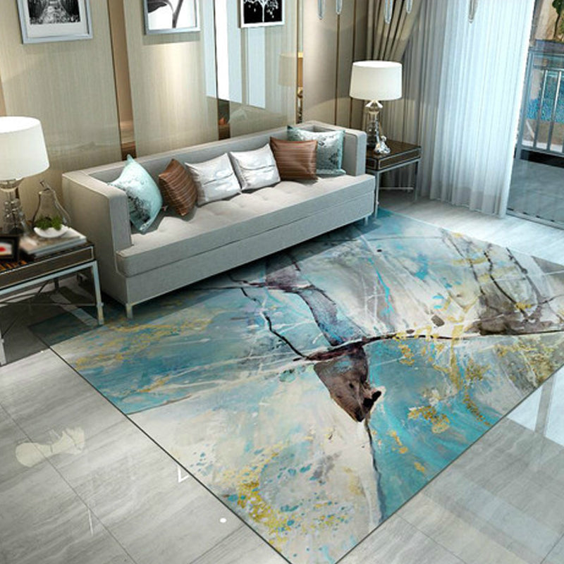 Lisslune | Industrial Brushstroke Pattern Carpet Multicolor Polyester Carpet Non-Slip Pet-Friendly Washable Carpet for Bedroom