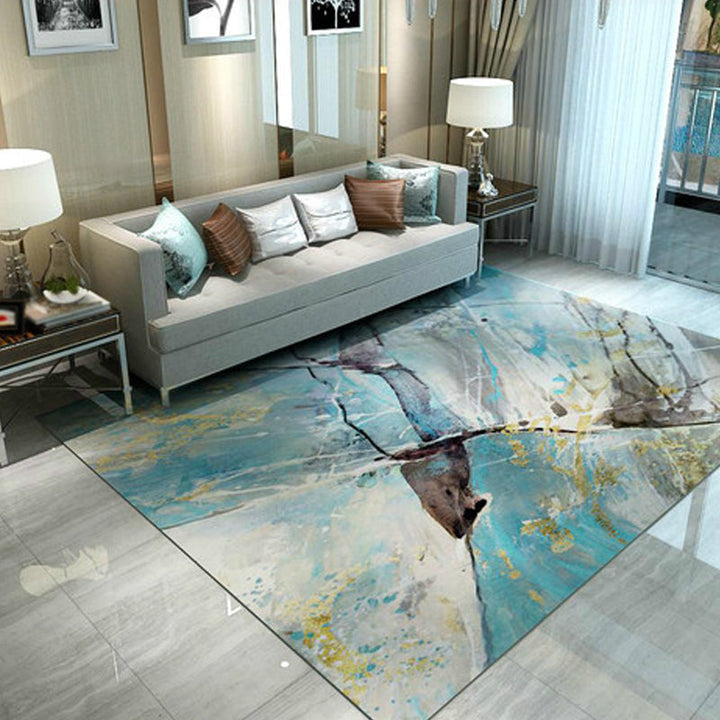 Lisslune | Industrial Brushstroke Pattern Carpet Multicolor Polyester Carpet Non-Slip Pet-Friendly Washable Carpet for Bedroom