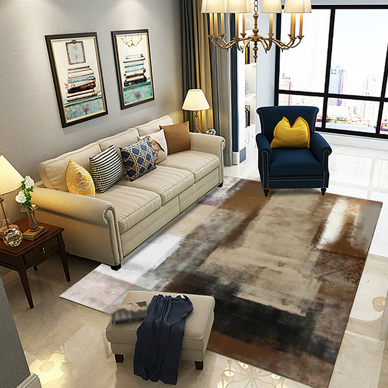 Lisslune | Multicolor Abstract Rug with Brushstroke Rug Polyester Industrial Rug Pet-Friendly Washable Non-Slip Area Rug for the Living Room