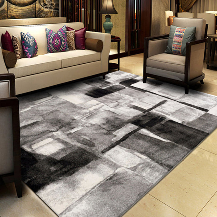Lisslune | Multicolor Abstract Rug with Brushstroke Rug Polyester Industrial Rug Pet-Friendly Washable Non-Slip Area Rug for the Living Room