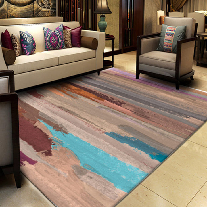 Lisslune | Multicolor Abstract Rug with Brushstroke Rug Polyester Industrial Rug Pet-Friendly Washable Non-Slip Area Rug for the Living Room