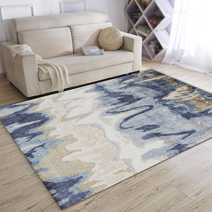 Lisslune | Multicolor Abstract Carpet Polyester Industrial Carpet Pet Friendly Washable Non-Slip Rug for Living Room