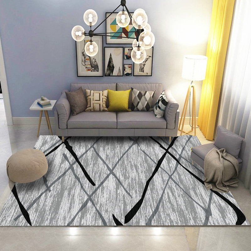 Lisslune | Industrial Abstract Floor Rug Multicolor Polyester Rug Non-Slip Pet Friendly Washable Area Rug for Bedroom