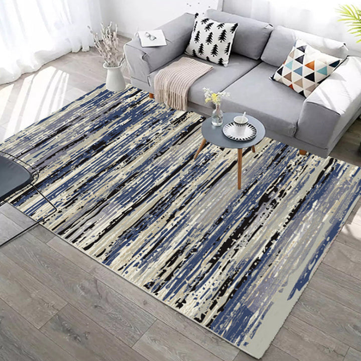 Lisslune | Industrial Abstract Floor Rug Multicolor Polyester Rug Non-Slip Pet Friendly Washable Area Rug for Bedroom