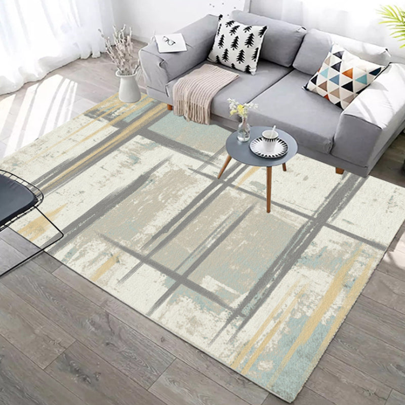 Lisslune | Industrial Abstract Floor Rug Multicolor Polyester Rug Non-Slip Pet Friendly Washable Area Rug for Bedroom