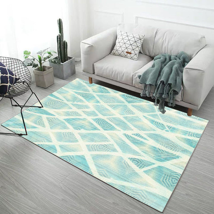 Lisslune | Multicolor Living Room Rug Industrial Abstract Geometric Pattern Rug Polyester Washable Non-Slip Backing Pet-Friendly Rug