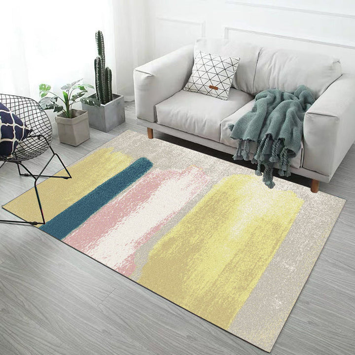 Lisslune | Multicolor Living Room Rug Industrial Abstract Geometric Pattern Rug Polyester Washable Non-Slip Backing Pet-Friendly Rug