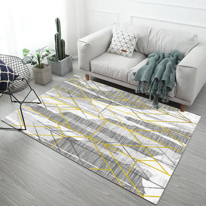 Lisslune | Multicolor Living Room Rug Industrial Abstract Geometric Pattern Rug Polyester Washable Non-Slip Backing Pet-Friendly Rug