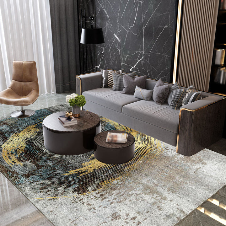 Lisslune | Industrial Abstract Floor Rug Multicolor Polyester Rug Non-Slip Pet Friendly Washable Area Rug for Bedroom