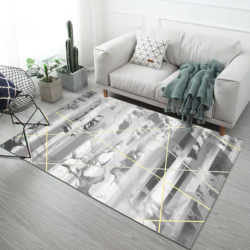 Lisslune | Multicolor Abstract Carpet Polyester Industrial Carpet Pet Friendly Washable Non-Slip Rug for Living Room