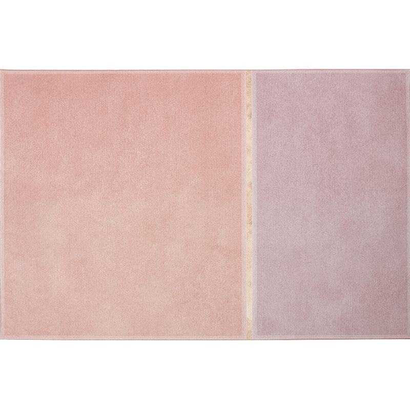 Lisslune | Pink Living Room Rug Modernist Color Block Rug Chenille Washable Non-Slip Backing Pet Friendly Rug