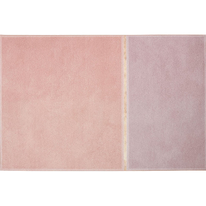 Lisslune | Pink Living Room Rug Modernist Color Block Rug Chenille Washable Non-Slip Backing Pet Friendly Rug