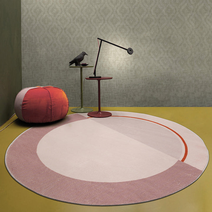 Lisslune | Modern Color Block Carpet Pink and Red Polyester Carpet Non-Slip Pet-Friendly Washable Rug for Bedroom