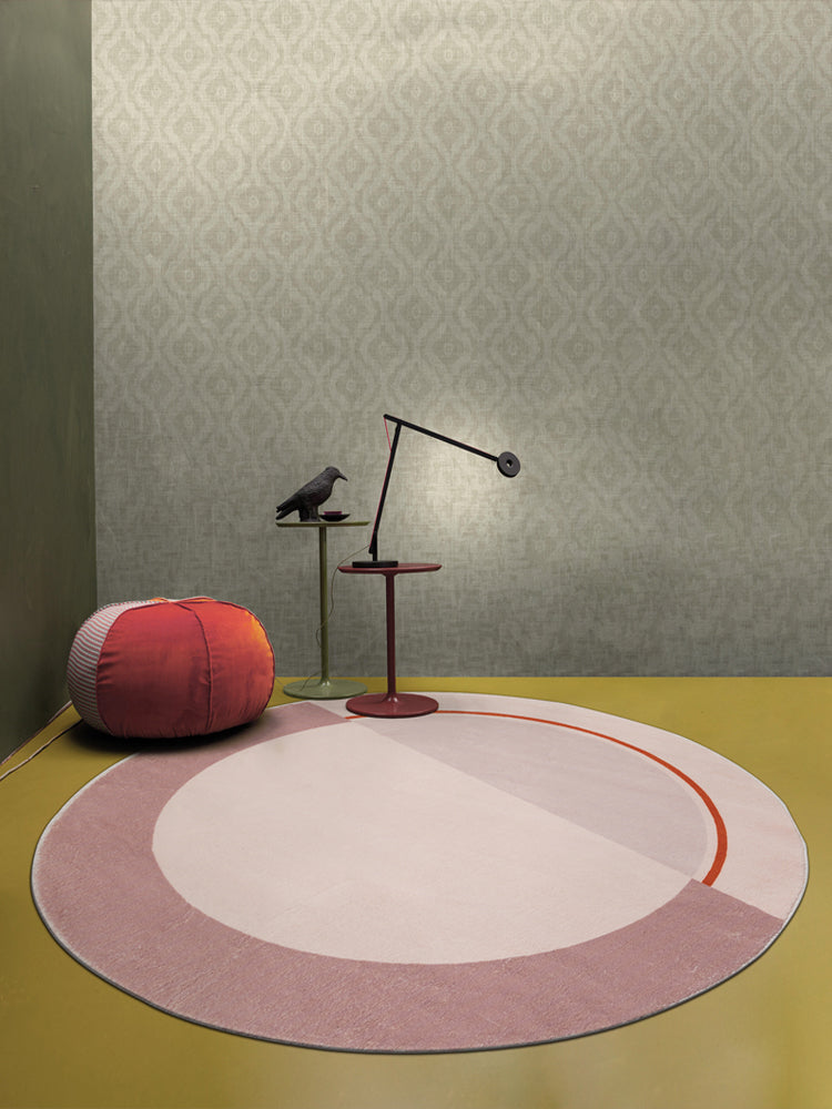 Lisslune | Modern Color Block Carpet Pink and Red Polyester Carpet Non-Slip Pet-Friendly Washable Rug for Bedroom