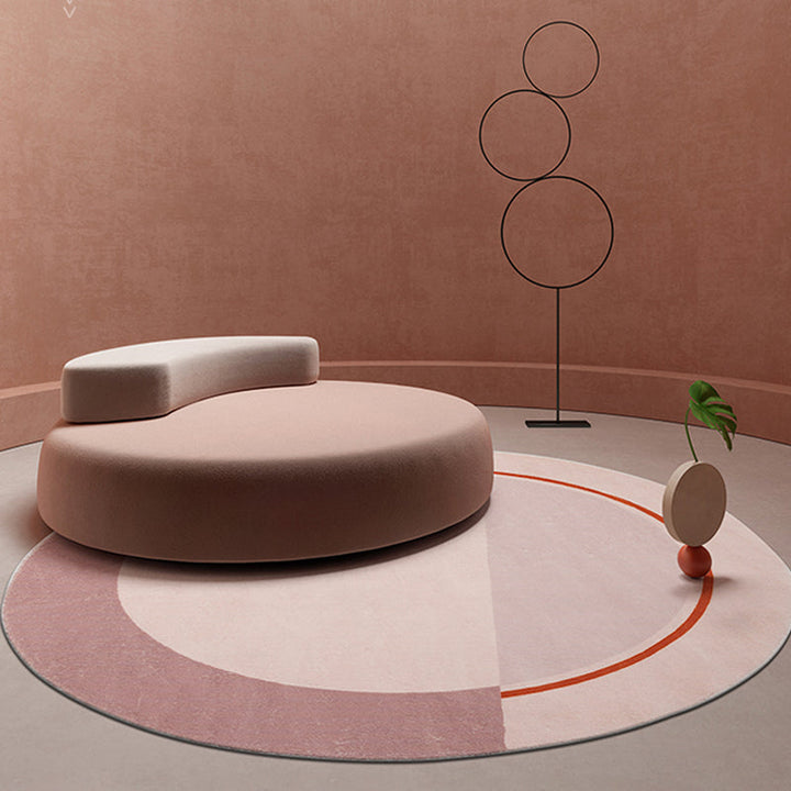 Lisslune | Modern Color Block Carpet Pink and Red Polyester Carpet Non-Slip Pet-Friendly Washable Rug for Bedroom