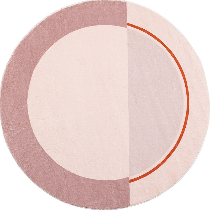Lisslune | Modern Color Block Carpet Pink and Red Polyester Carpet Non-Slip Pet-Friendly Washable Rug for Bedroom