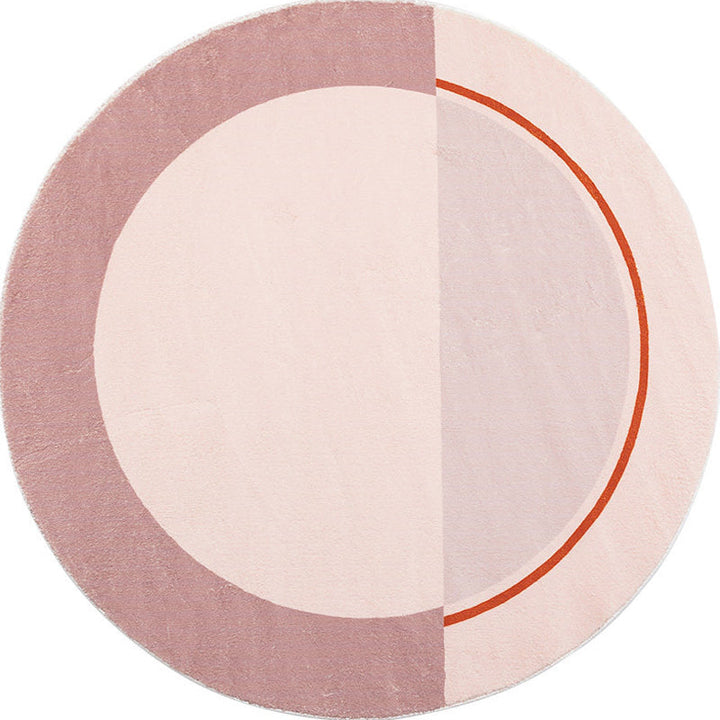 Lisslune | Modern Color Block Carpet Pink and Red Polyester Carpet Non-Slip Pet-Friendly Washable Rug for Bedroom