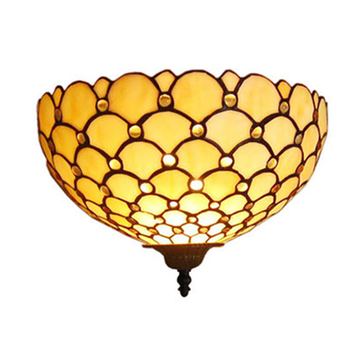 Lisslune | Fish scale wall lamp light stained glass 1 light Tiffany wall mounting light in beige for living room