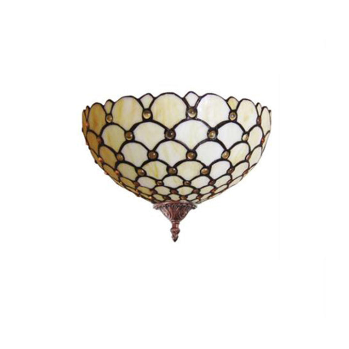Lisslune | Fish scale wall lamp light stained glass 1 light Tiffany wall mounting light in beige for living room