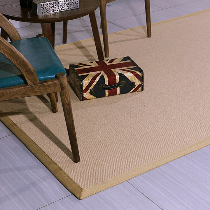 Lisslune | Brown Solid Color Rug Sisal Country Rug Pet Friendly Washable Non-Slip Rug for Bedroom