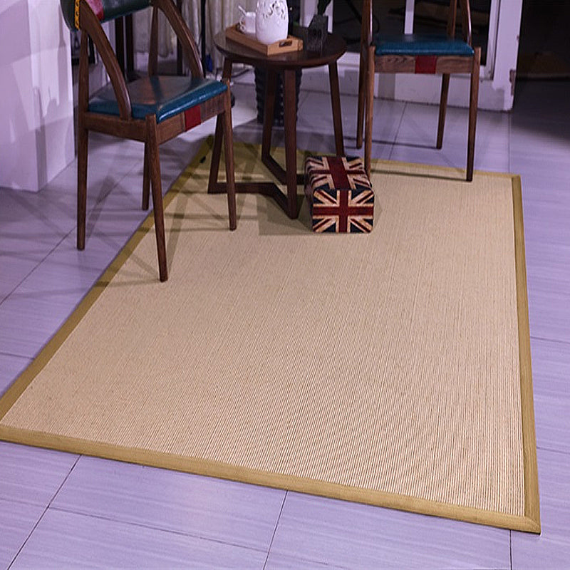 Lisslune | Brown Solid Color Rug Sisal Country Rug Pet Friendly Washable Non-Slip Rug for Bedroom
