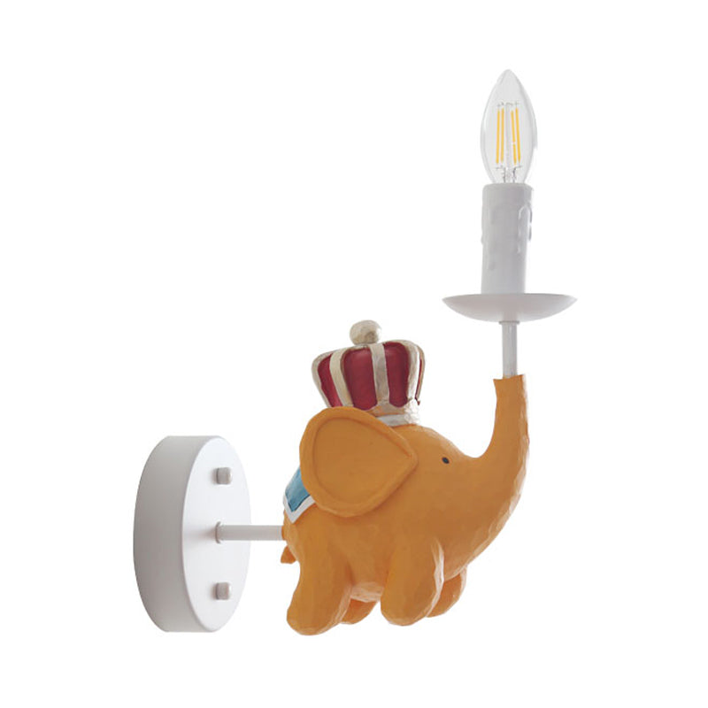 Skørter | Metallic Candle Wall Light with Elephant Foyer 1 Light Animal Wall Light in White Finish