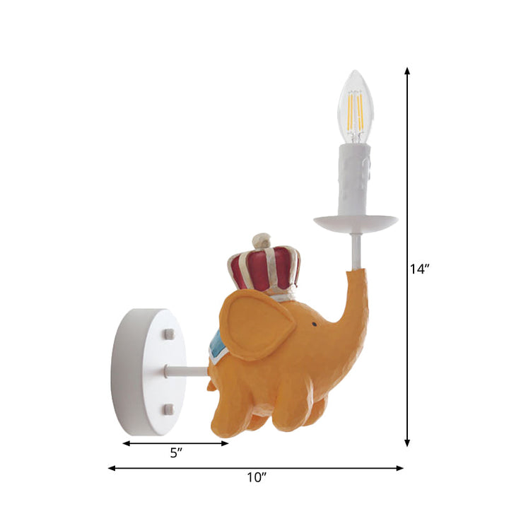 Skørter | Metallic Candle Wall Light with Elephant Foyer 1 Light Animal Wall Light in White Finish