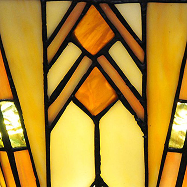 Lisslune | Craftsman Geometric Wall Lamp Stained Glass 1 Light Wall Sconce in Beige for Living Room