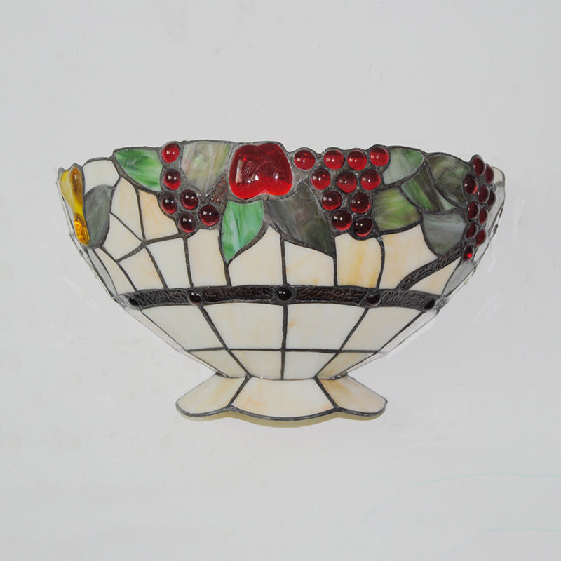 Lisslune | Art Deco Wall Lamp with Fruit Pattern Lodge Stained Glass 1 Lamp Wall Lamp Light