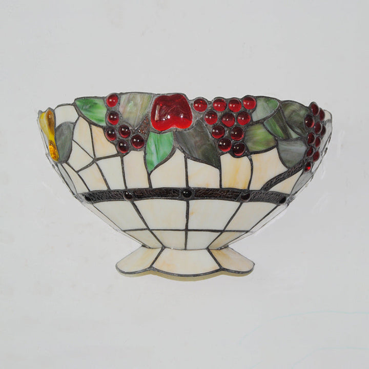 Lisslune | Art Deco Wall Lamp with Fruit Pattern Lodge Stained Glass 1 Lamp Wall Lamp Light