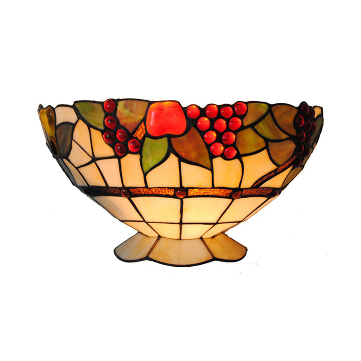 Lisslune | Art Deco Wall Lamp with Fruit Pattern Lodge Stained Glass 1 Lamp Wall Lamp Light