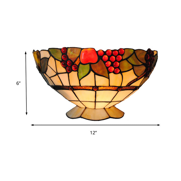 Lisslune | Art Deco Wall Lamp with Fruit Pattern Lodge Stained Glass 1 Lamp Wall Lamp Light