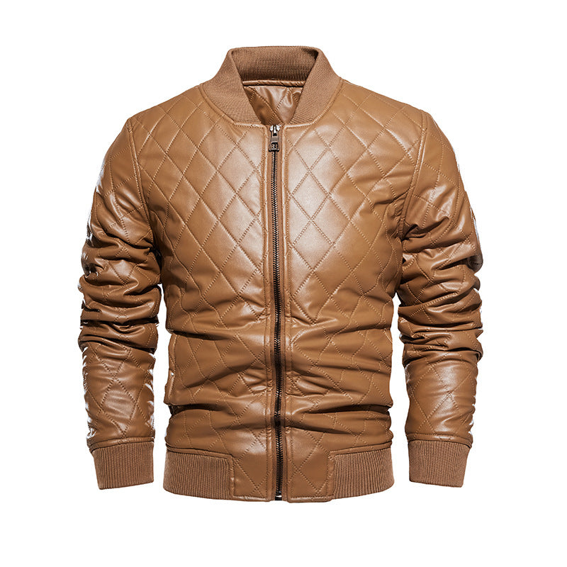 Men's quilted bomber jacket made of synthetic leather Lisslune