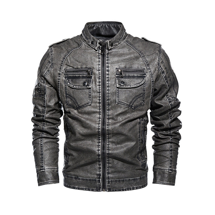 Men's Casual Leather Jacket with Numerous Pockets Lisslune
